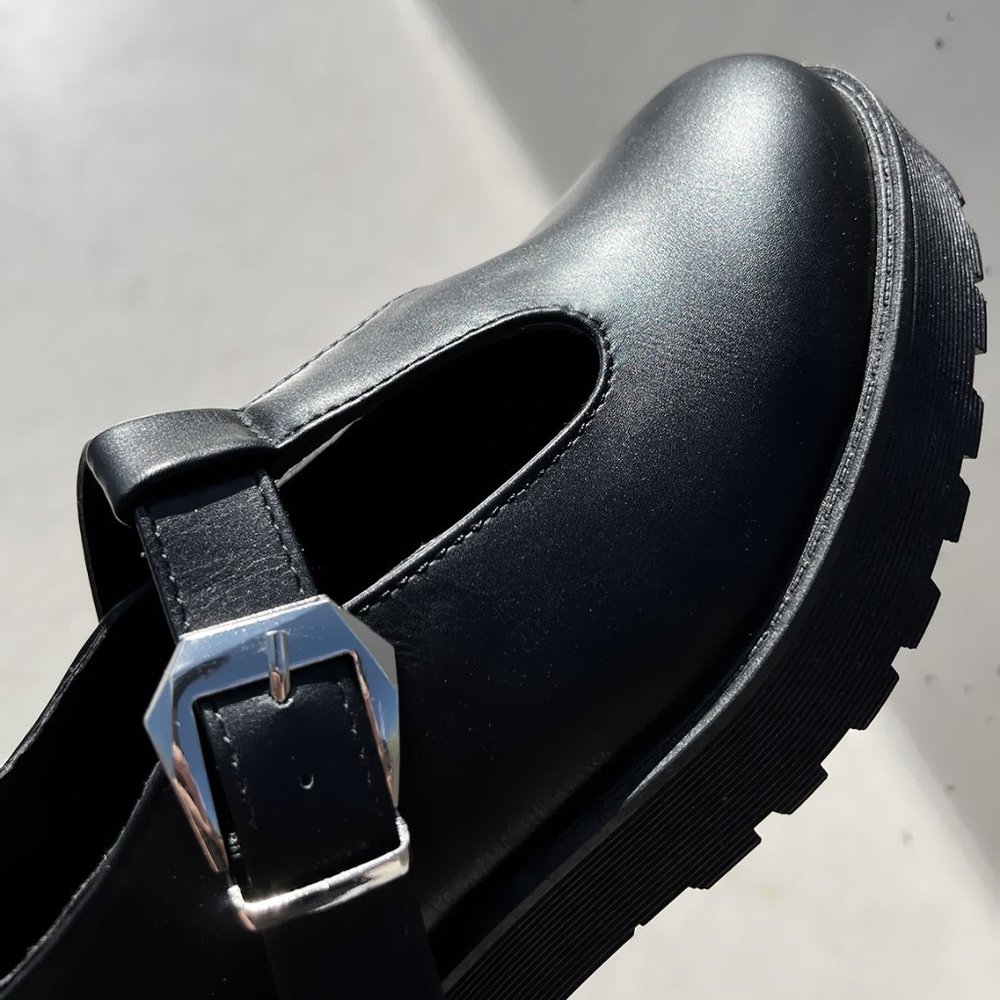 NEW Mary Jane Platform T-Strap Chunky Lug Sole Goth Altercore Loafer Shoes Black - Picture 9 of 14